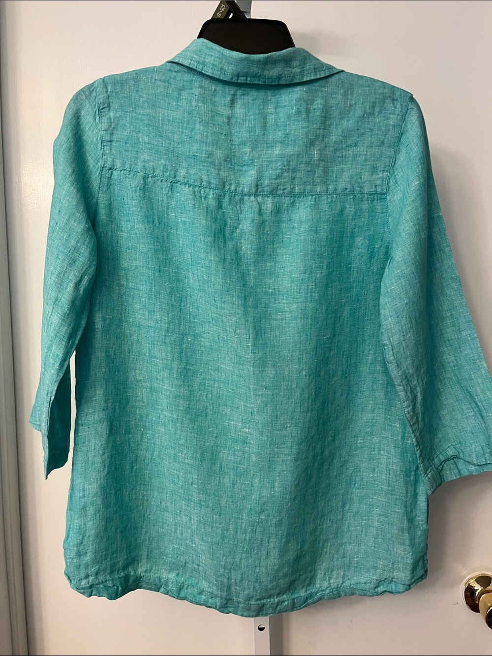 Talbots Turquoise Split-Neck Linen Tunic - Picture 3 of 3
